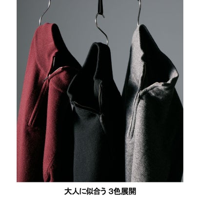 WEB限定【洗える】カシミヤ混 ハーフジップニット （ブラック系）｜詳細画像