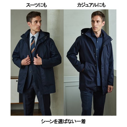 WEB限定【仕事で着られる】ストレッチツイル フーデッドブルゾン （ブラック系）｜詳細画像