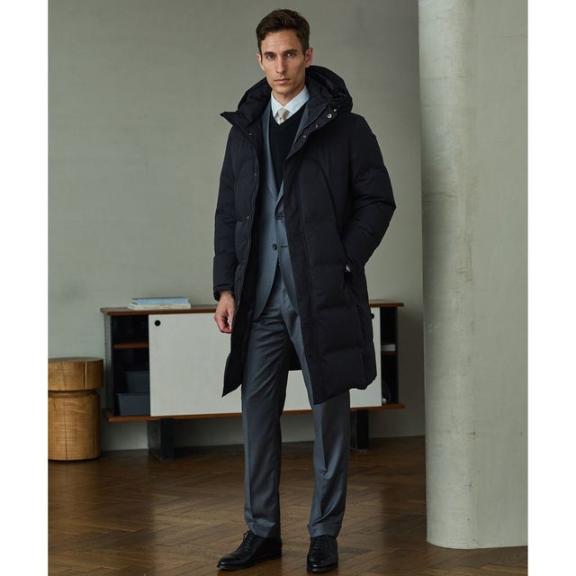 あのダウンにロング丈登場【WEB限定/仕事で着られる】ドレス ロングダウンコート_ストレッチツイル （ブラック系）
