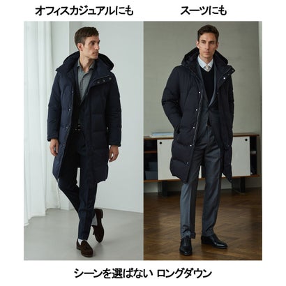 あのダウンにロング丈登場【WEB限定/仕事で着られる】ドレス ロングダウンコート_ストレッチツイル （ネイビー系）｜詳細画像