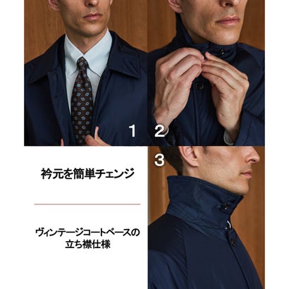 GOTAIRIKU WEB限定【イタリア LIMONTA/リモンタ】パデットステンカラーコート （ネイビー系）｜詳細画像