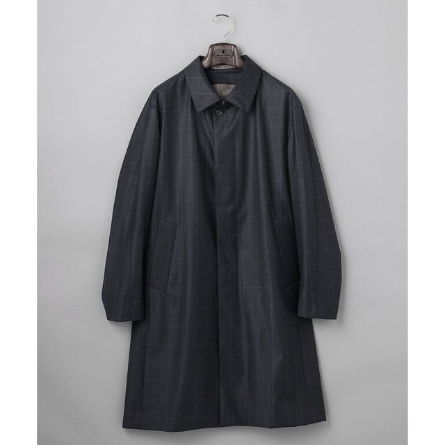 【Loro Piana Fabric】ロロピアーナ365 ラミネートロングステンカラーコート （ダークグリーン系4）