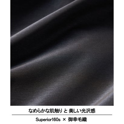 【御幸毛織/みゆきけおり】Superior160s ラミネート ロングステンカラーコート （ライトグレー系）｜詳細画像