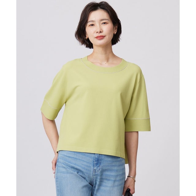 【洗える】RAYON ELITE STRETCH ニットT （ピスタチオ系）