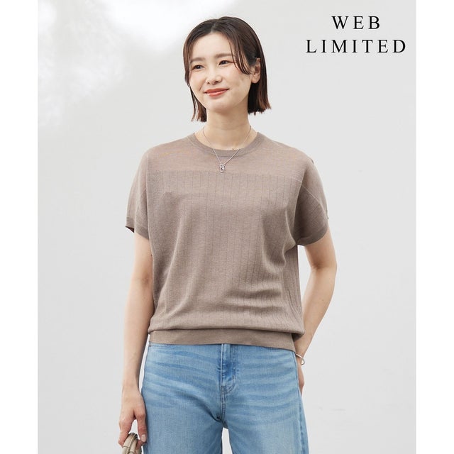 【WEB限定カラーあり・洗える】Vis/Peスパーク ストライプ ニット （【WEB限定カラー】モカ系）