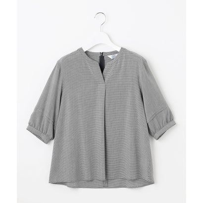 J.PRESS LADIES 【洗える】ウォッシャブルキュプラツイル キーネック ブラウス （パープルチェック系）｜詳細画像