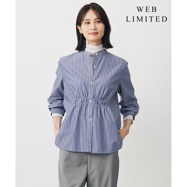【WEB限定】ストライプ シャーリング ブラウス （【WEB限定】ネイビーストライプ系）