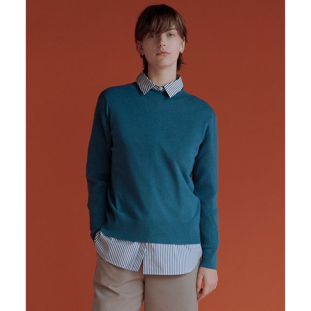 SOFT TOUCH WOOL 立ち襟 ニット （エメラルド系）