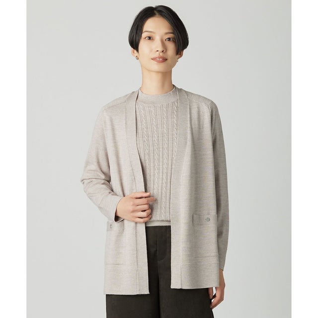 【着丈が選べる】KNIT BASIC ロング カーディガン （ベージュ系）