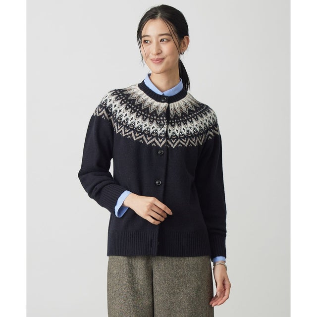 FAIR ISLE ニット カーディガン （ネイビー系）