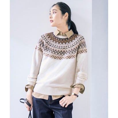 FAIR ISLE ラウンドネック ニット （オフ系）｜詳細画像