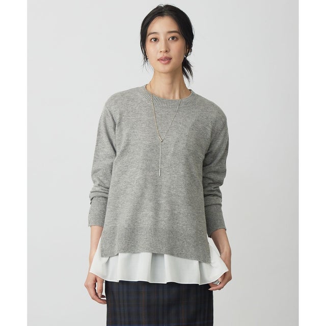 CASHMERE BLEND クルーネック ニット （トップグレー系）
