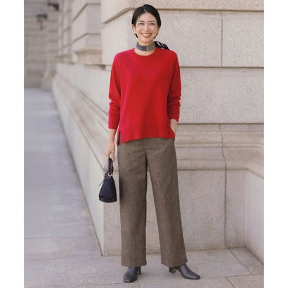 CASHMERE BLEND クルーネック ニット （チェリーレッド系）｜詳細画像