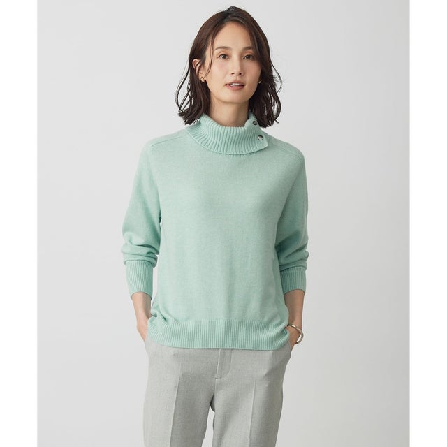CASHMERE BLEND 襟付き ニット （ミントグリーン系）