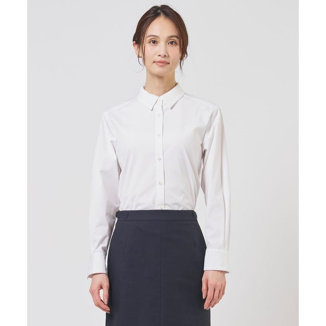 【WEB限定カラーあり・2way】エステネージュ TYPEWRITER STRIPE シャツ （ホワイト系）