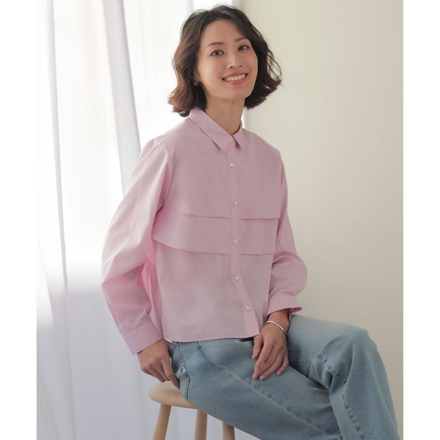 【WEB限定カラーあり・一枚で着映え】COTTON TEX シャツ ブラウス （ピンク系）