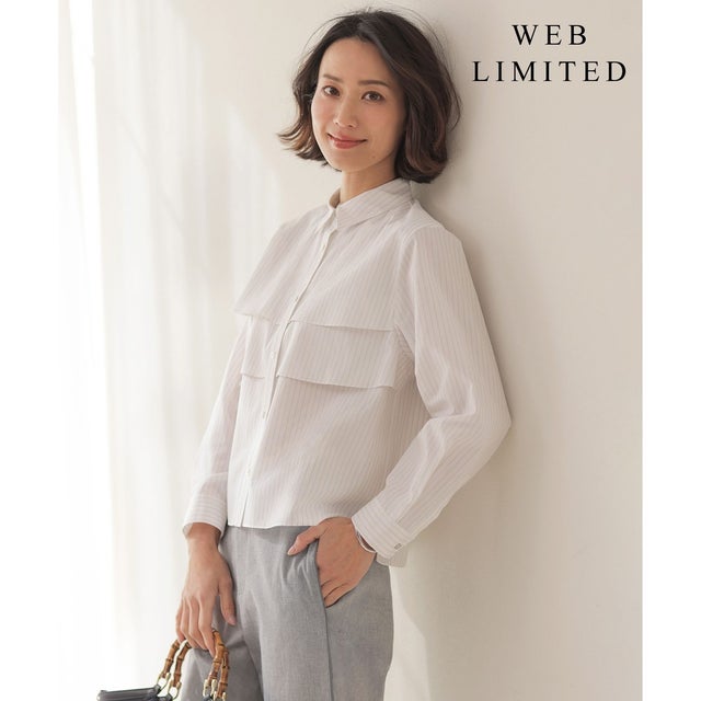 【WEB限定カラーあり・一枚で着映え】COTTON TEX シャツ ブラウス （【WEB限定】ベージュストライプ系）