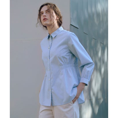 J.PRESS LADIES 【WEB限定カラーあり】コンパクトエステネージュ シャーリング シャツ ブラウス （サックスストライプ系1）｜詳細画像