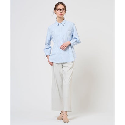 J.PRESS LADIES 【WEB限定カラーあり】コンパクトエステネージュ シャーリング シャツ ブラウス （ネイビーギンガム系）｜詳細画像