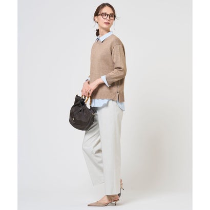 J.PRESS LADIES 【WEB限定カラーあり】コンパクトエステネージュ シャーリング シャツ ブラウス （ネイビーギンガム系）｜詳細画像