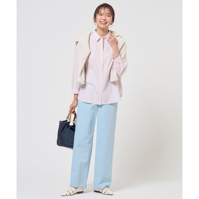 J.PRESS LADIES 【WEB限定カラーあり】コンパクトエステネージュ シャーリング シャツ ブラウス （ネイビーギンガム系）｜詳細画像