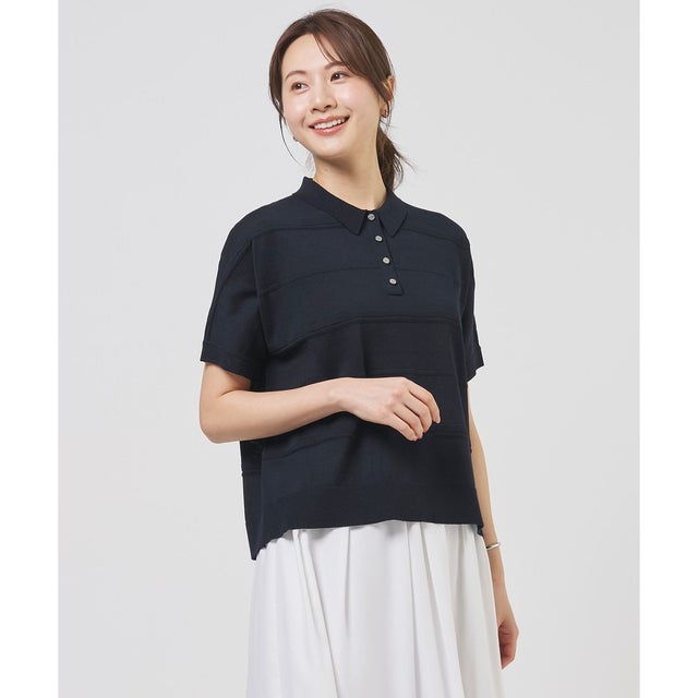 DRY COTTON ポロ ニット （ネイビーシャドー系）
