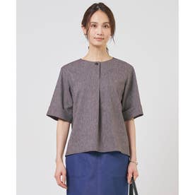 【セット着用可】リネンバイオシャンブレー ブラウス （ブラウン系）