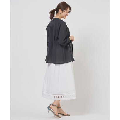 【冷房対策に】RELAXION Sheer ボイル ブラウス （ネイビー系）｜詳細画像