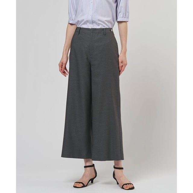 FLAXASAオックス ワイド ストレート パンツ （チャコール系）