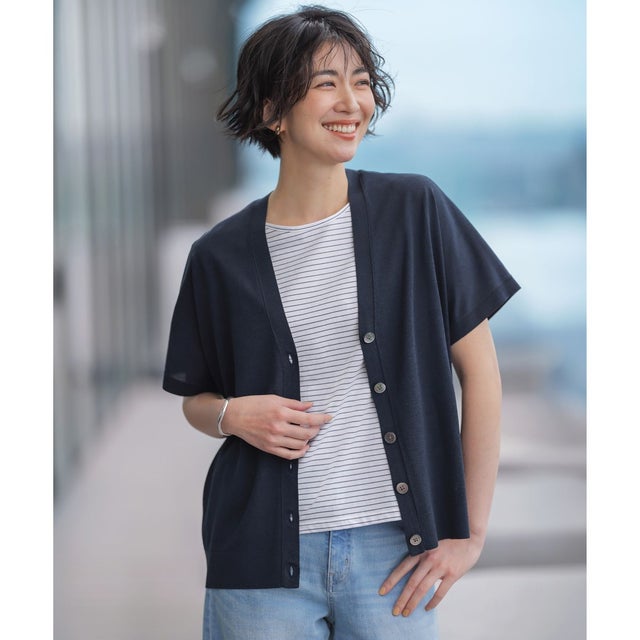COOL VIS/CO Vネック カーディガン （ネイビー系）