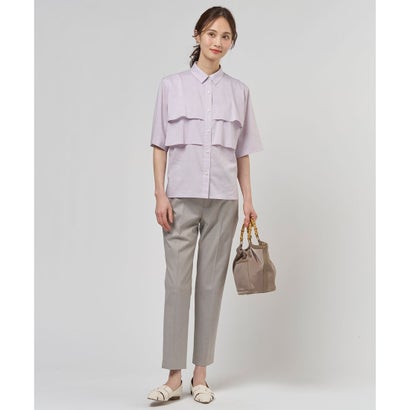 J.PRESS LADIES 【WEB限定カラーあり・一枚で着映え】ラミーポプリン ティアード シャツ （【WEB限定】ラベンダー系）｜詳細画像
