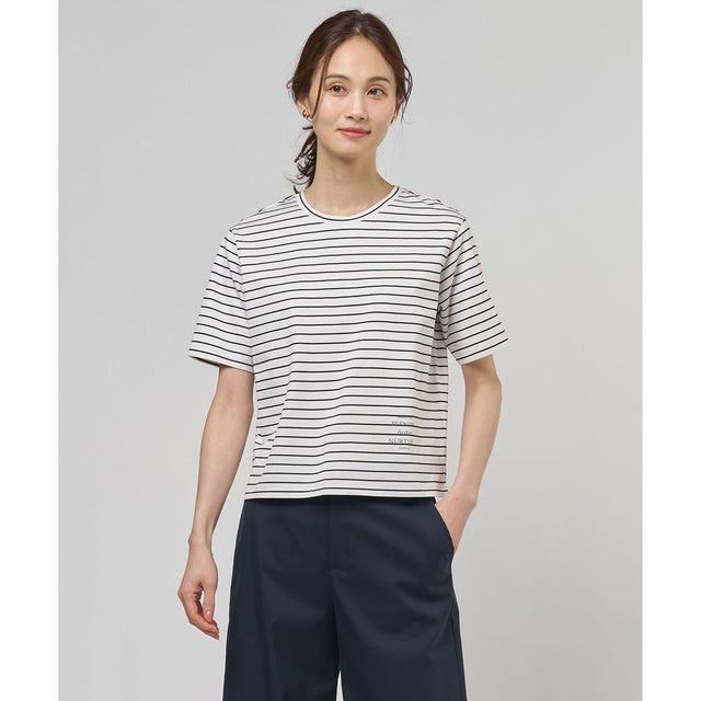 ロゴ Tシャツ （オフ×ブラックボーダー系）