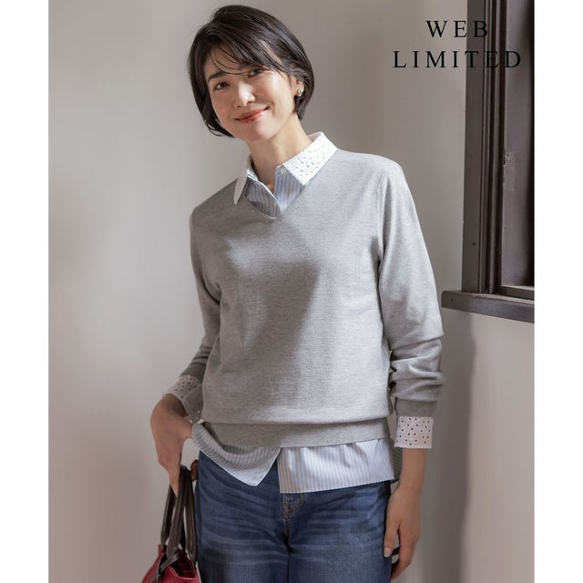 【WEB限定・人気定番アイテム・シーンレスに活躍】PRINCE Vネック ニット （グレー系）