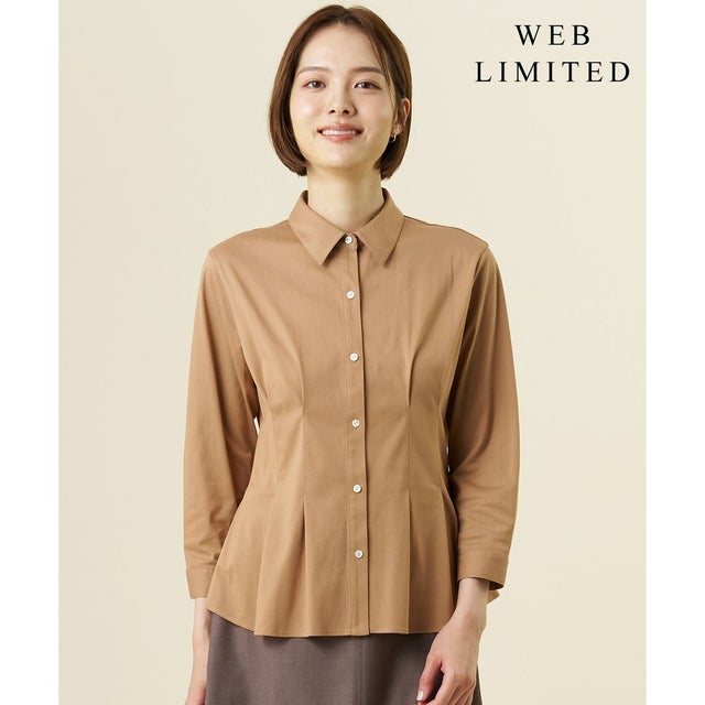 【WEB限定】シャツジャージー カットソー （キャメル系）