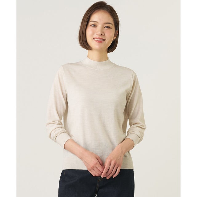 【シーンレスに活躍】PURE WOOL ハイネック ニット （オフ系）