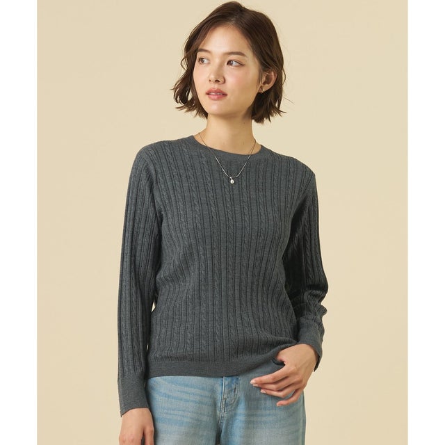 【人気定番アイテム】KNIT BASIC クルーネック ニット （ミディアムグレー系）