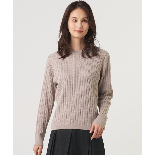 【人気定番アイテム】KNIT BASIC クルーネック ニット （ベージュ系）
