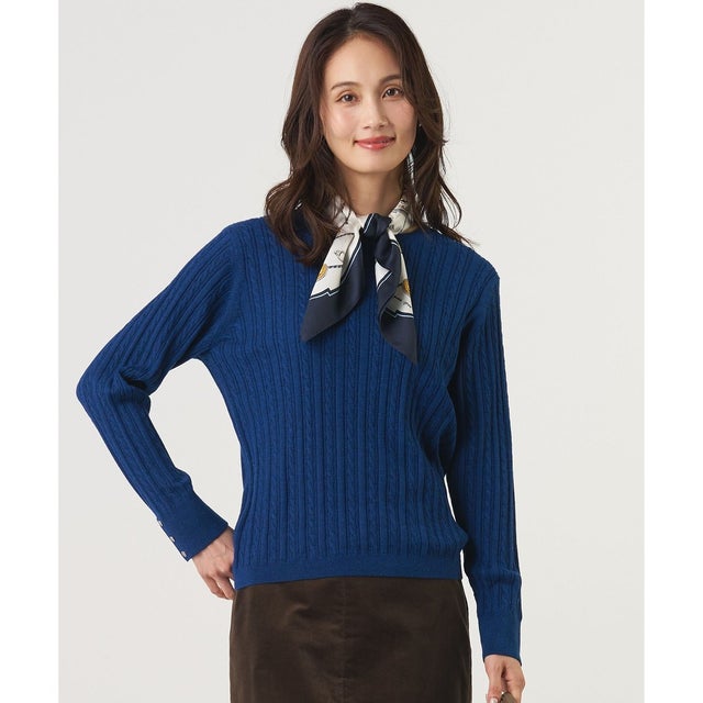 【人気定番アイテム】KNIT BASIC クルーネック ニット （ロイヤルブルー系）