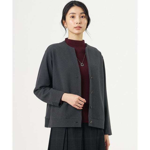 【季節の変わり目に】キーネック ブルゾン （チャコール系）