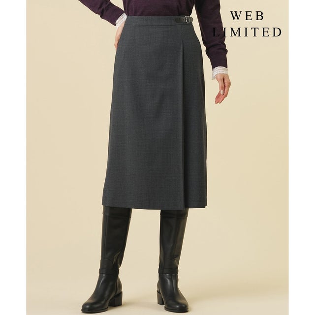 【WEB限定カラーあり】T/W ミルドチェック＆千鳥 Aライン スカート （【WEB限定】グレー千鳥系）