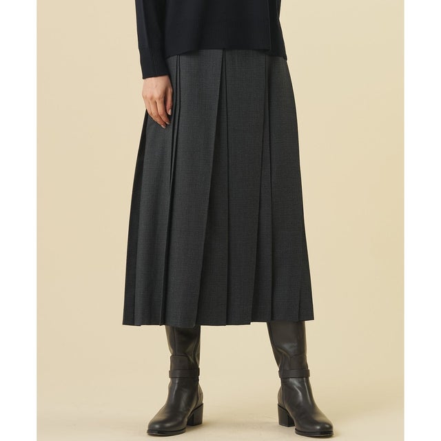 【WEB限定カラーあり】T/W ミルドチェック＆千鳥 プリーツ スカート （グレー千鳥系）