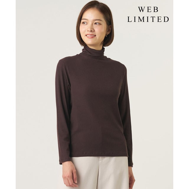 【レイヤードスタイルに・WEB限定カラーあり】カシミヤシルク シアーリブ タートル カットソー （【WEB限定】ブラウン系）