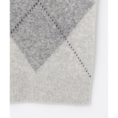 【一枚で着映え】AIRY WOOL ARGYLE クルーネック ニット （グレー系）｜詳細画像