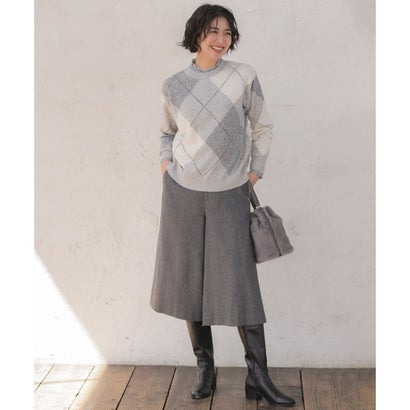 【一枚で着映え】AIRY WOOL ARGYLE クルーネック ニット （グレー系）｜詳細画像