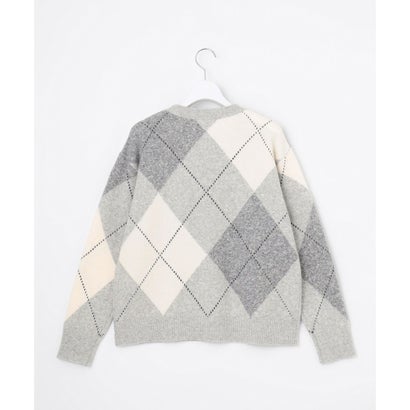 【一枚で着映え】AIRY WOOL ARGYLE クルーネック ニット （グレー系）｜詳細画像