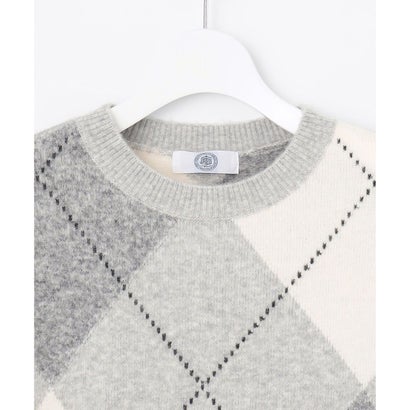 【一枚で着映え】AIRY WOOL ARGYLE クルーネック ニット （グレー系）｜詳細画像