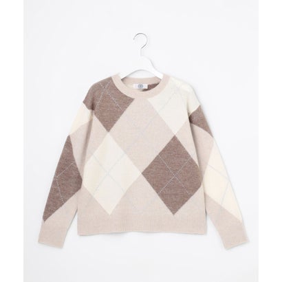 【一枚で着映え】AIRY WOOL ARGYLE クルーネック ニット （モカ系）｜詳細画像