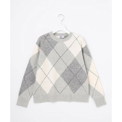 【一枚で着映え】AIRY WOOL ARGYLE クルーネック ニット （モカ系）｜詳細画像