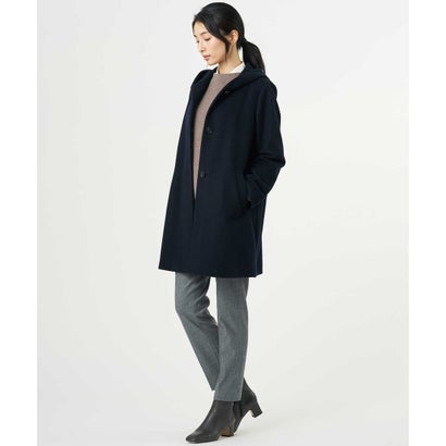 【人気定番素材】ショートビーバー ロング丈 フーデッド コート （ベージュ系）｜詳細画像