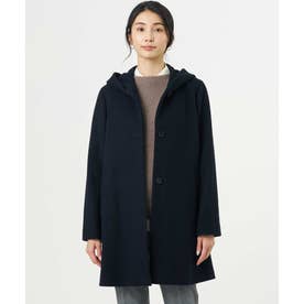 【人気定番素材】ショートビーバー ロング丈 フーデッド コート （ネイビー系）